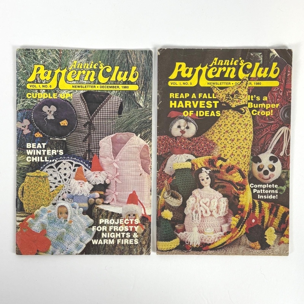 Annies Pattern Club‎ Newsletter Lot 2 1980 Vol 1 No 5 6 Crochet Sewing Pattern